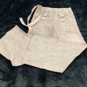 Nanette Lepore trousers, sz 6, linen, wide leg, 4 pockets